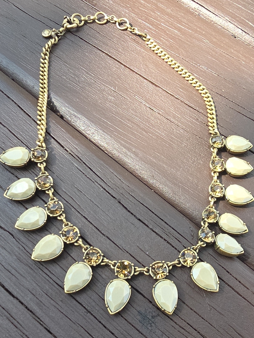 J. Crew Teardrop Statement Necklace in Cream